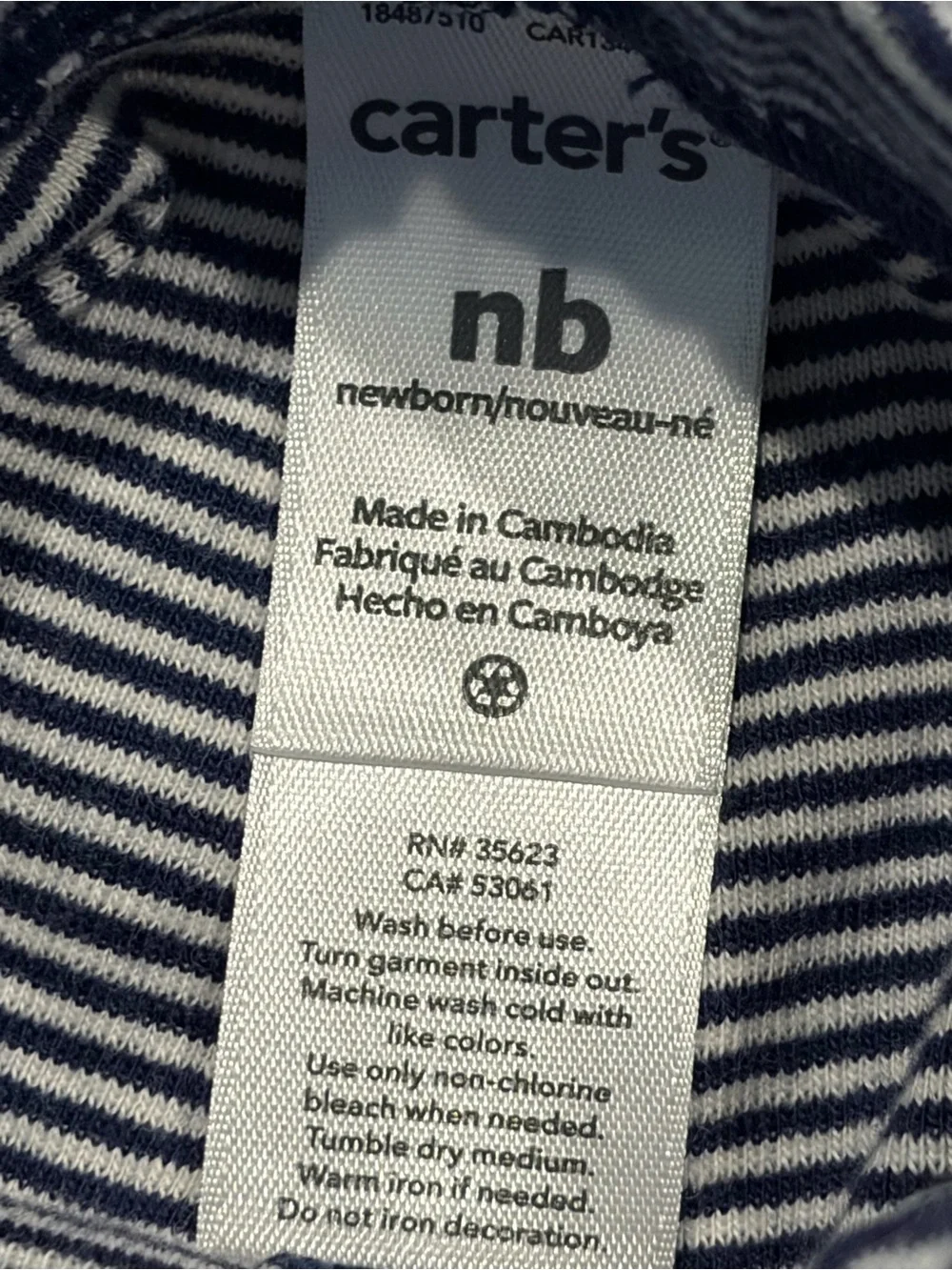 Carter's Navy and White Striped Baby Leggings